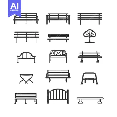 Aset premium populer: Collection of Black and White Bench Icons
