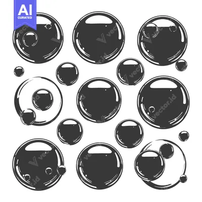 Aset premium populer: Collection of Black and White Bubbles with Outline