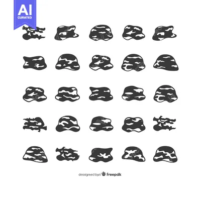 Aset desain premium: Collection of Black and White Camouflage Patterns