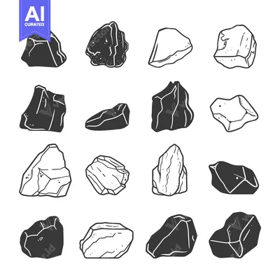 Aset premium populer: Collection of Black and White Cartoon Rocks
