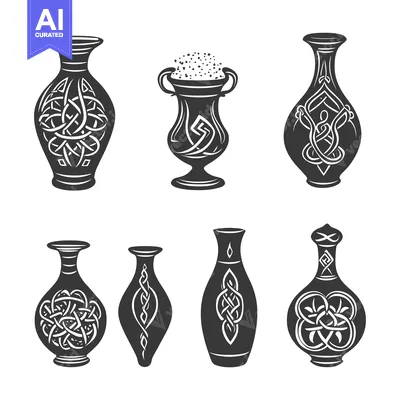 Popular premium asset: Collection of Black and White Celtic Knot Design Vases