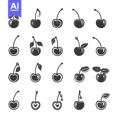 Aset premium populer: Collection of Black and White Cherry Icons