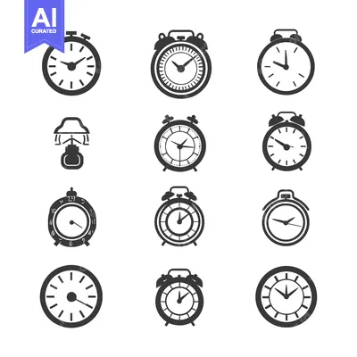 Aset premium populer: Collection of Black and White Clock Icons