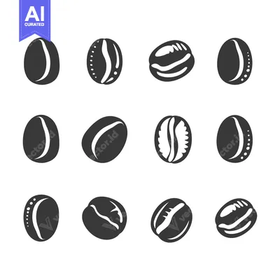 Collection of Black and White Coffee Bean Icons