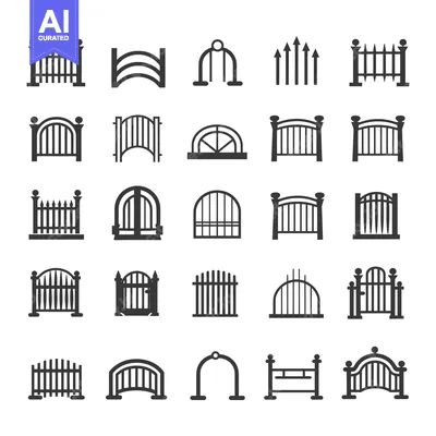 Popular premium asset: Collection of Black and White Fence and Gate Icons
