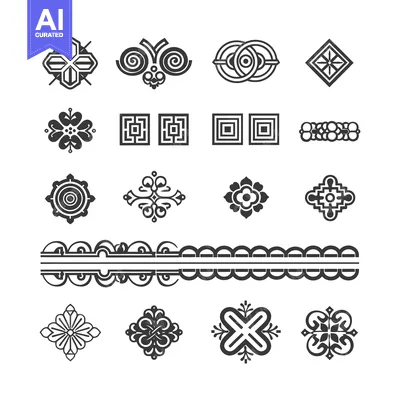 Popular premium asset: Collection of Black and White Geometric Ornamental Patterns