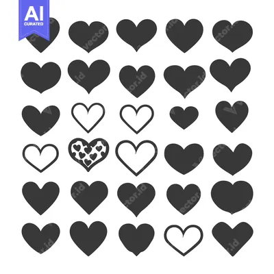 Aset premium populer: Collection of Black and White Heart Icons