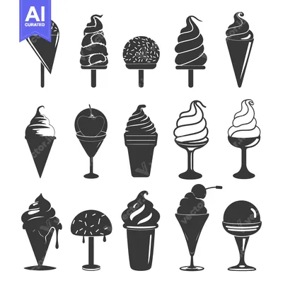 Aset premium populer: Collection of Black and White Ice Cream Icons
