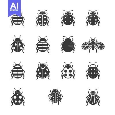Aset premium populer: Collection of Black and White Ladybug Icons
