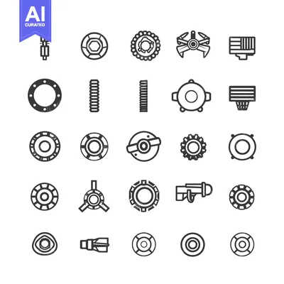 Popular premium asset: Collection of Black and White Linear Icons Depicting Circular Shapes