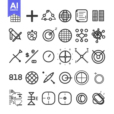Premium design asset: Collection of Black and White Line Art Icons