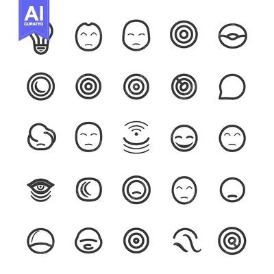 Aset desain premium: Collection of Black and White Line Icons of Different Concepts