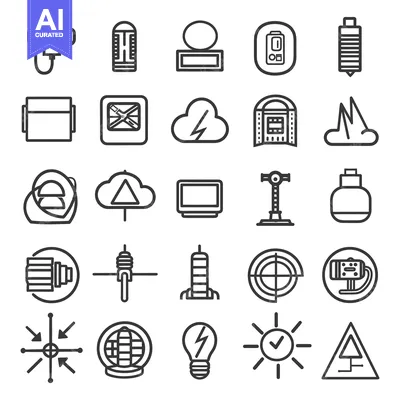 Popular premium asset: Collection of Black and White Line Icons on a White Background