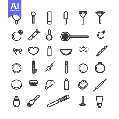 Popular premium asset: Collection of Black and White Makeup and Beauty Icons