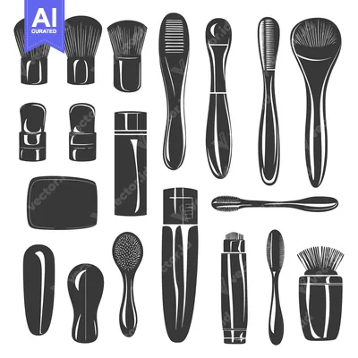 Popular premium asset: Collection of Black and White Makeup Brushes and Containers