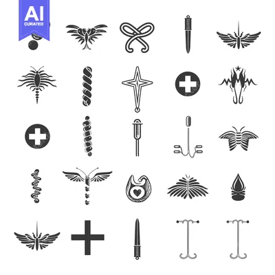 Premium design asset: Collection of Black and White Medical Symbol Illustrations
