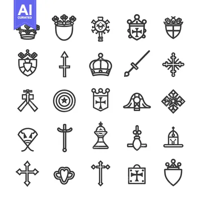 Aset premium populer: Collection of Black and White Medieval and Religious Icons