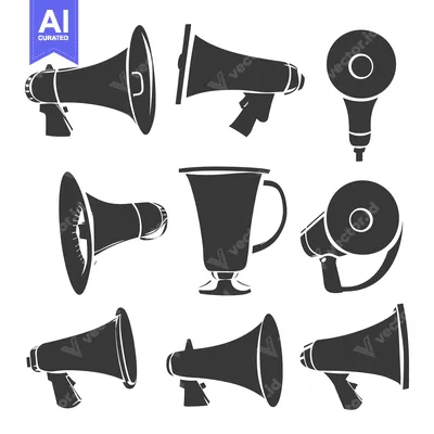 Popular premium asset: Collection of Black and White Megaphone Illustrations
