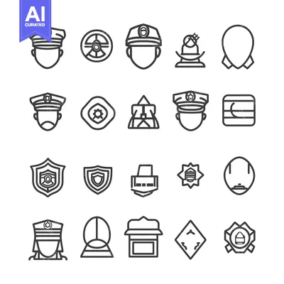 Popular premium asset: Collection of Black and White Outline Icons Related to Security and Sa