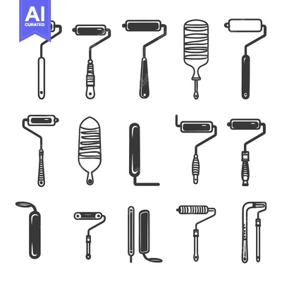 Collection of Black and White Paint Roller Icons