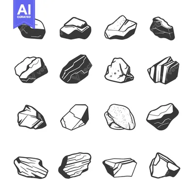 Aset premium populer: Collection of Black and White Rock Illustrations