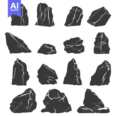 Popular premium asset: Collection of Black and White Rock Silhouettes