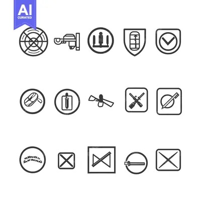 Aset premium populer: Collection of Black and White Security and Safety Symbols