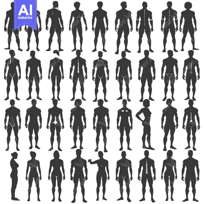 Collection of Black and White Silhouettes of Human Figures