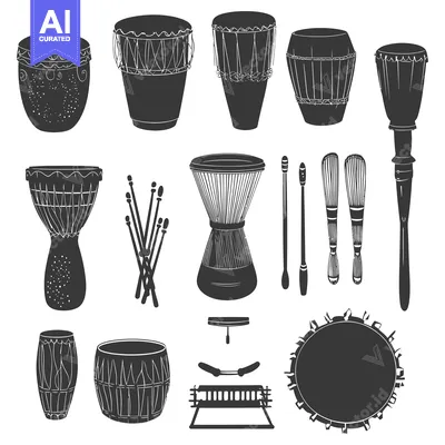 Popular premium asset: Collection of Black and White Silhouettes of Percussion Instruments