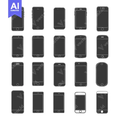 Premium design asset: Collection of Black and White Smartphone Icons
