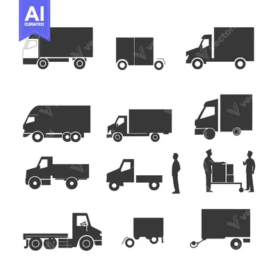 Popular premium asset: Collection of Black and White Truck Silhouettes for Transportation Des