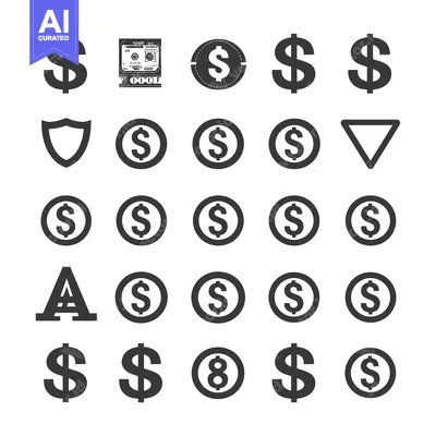 Aset premium populer: Collection of Black Dollar Signs and Coin Symbols