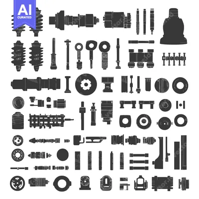 Premium design asset: Collection of Black Silhouettes of Auto Parts