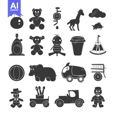 Popular premium asset: Collection of Black Silhouettes of Various Toys