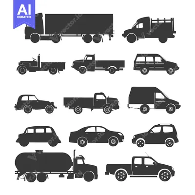Premium design asset: Collection of Black Silhouettes of Various Vehicles