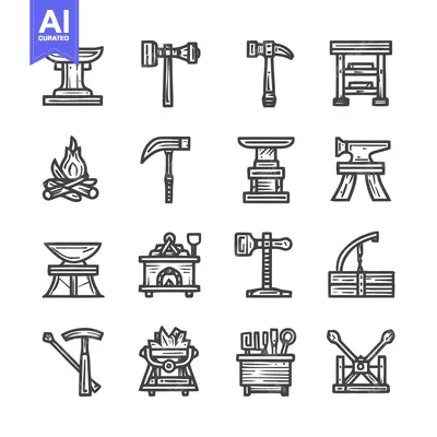 Blacksmithing Tools and Equipment - A Detailed Vector Illustration Set