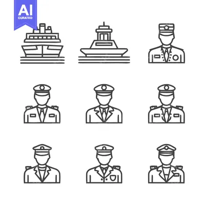 Aset premium populer: Navy and Military Personnel Icons - A Comprehensive Collection.