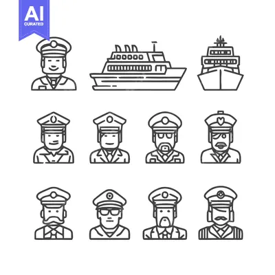 Aset premium populer: Maritime Crew and Vessels - A Vector Illustration Set.