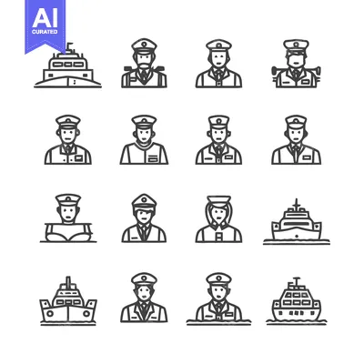 Aset premium populer: Maritime Personnel and Vessels - A Vector Illustration Set.