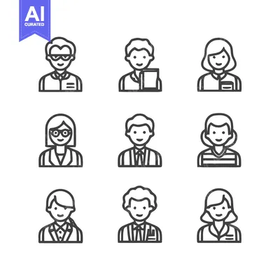 Download Diverse professional portraits - A collection of stylized human icons. Vector Graphic