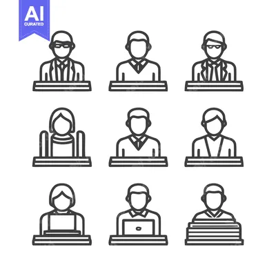 Download Office workers icons set representing different professions and roles Vector Graphic