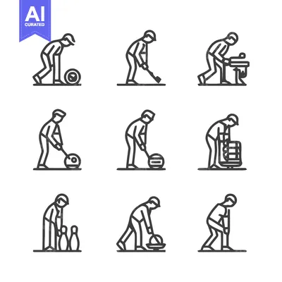 Premium design asset: Sports and Recreation Icon Set - Bowling, Curling, and More.