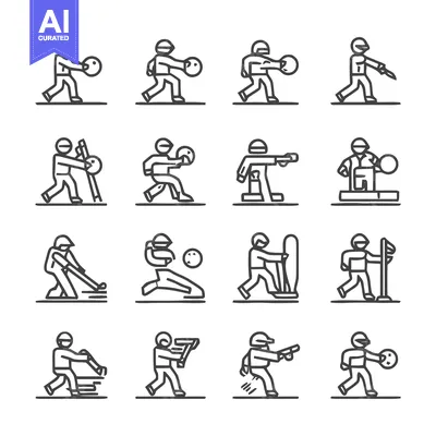 Download Sports Icons - Diverse Athletic Activities in Line Art. Vector Graphic