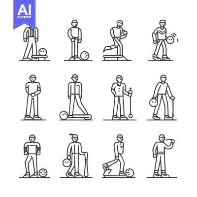 Aset premium populer: Bowling Activities - A Collection of People Engaging in the Sport.