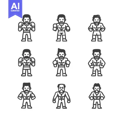 Popular premium asset: Boxers in Various Poses - A Collection of Muscular Figures.