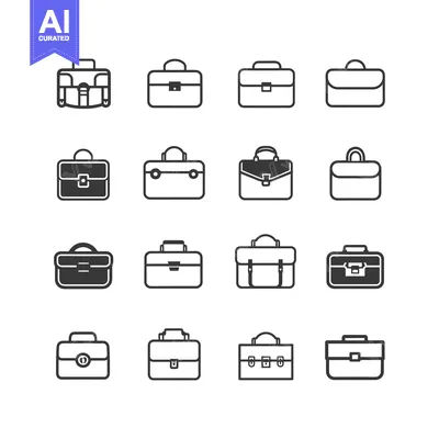 Aset premium populer: Collection of Briefcase Icons in Different Styles