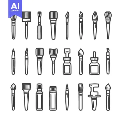 Aset premium populer: Artistic Brushes and Tools - A Comprehensive Collection of Art Supplie
