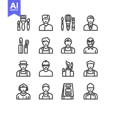 Aset desain premium: Artistic Professions - A Collection of Iconographic Representations.