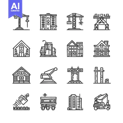 Aset premium populer: Construction and Building Icons - A Comprehensive Collection.