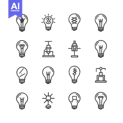 Premium design asset: Collection of Light Bulb Icons - Creative Ideas and Innovation.